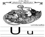 Printable coloring alphabet traditional umbrella coloring pages