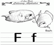 Printable coloring alphabet traditional fish coloring pages