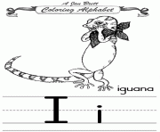 Printable coloring alphabet traditional iguana coloring pages