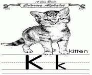 Printable coloring alphabet traditional kitten coloring pages