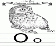 Printable coloring alphabet traditional owl coloring pages