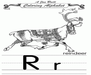 Printable coloring alphabet traditional reindeer coloring pages