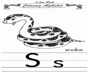 Printable coloring alphabet traditional snake coloring pages