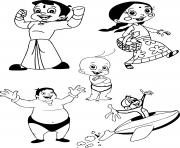 Printable Chhota Bheem characters coloring pages