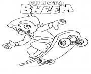 Printable Chhota bheem playing skate coloring pages
