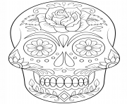 Printable sugar skull with flowers calavera coloring pages