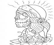 Printable day of the dead gypsy by asatorarise calavera coloring pages