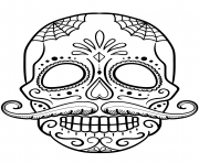 Printable sugar skull with mustache calavera coloring pages