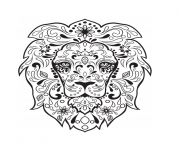 Printable lion sugar skull calavera coloring pages