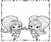 Printable Shimmer and Shine Cute Genies coloring pages