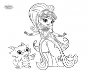 Printable Shimmer and Shine Princess Samira and Nazboo the Dragon coloring pages
