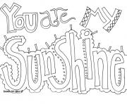 Printable you are my sunshine word coloring pages