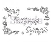 Printable best fucking friend word doodle adult coloring pages