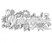 Printable mother fucker adult word doodle coloring pages