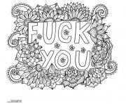 Printable fuck you word doodle adult coloring pages