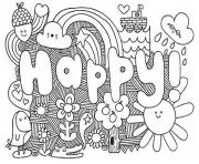 Printable happy word coloring pages
