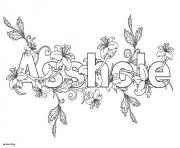 Printable word adult assh coloring pages