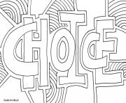 Printable choice word doodle coloring pages