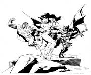 Printable wonder woman avec superman et batman dc comics coloring pages