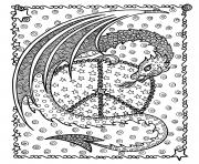 Printable adult dragon de la peace by deborah muller coloring pages