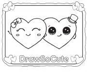 Printable valentine hearts draw so cute coloring pages