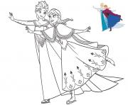 Printable sisters elsa and anna having fun frozen christmas coloring pages