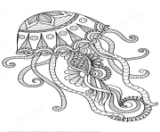 Printable jellyfish zentangle adults coloring pages