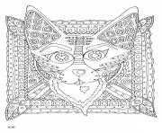Printable fox with tribal pattern adults coloring pages