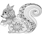 Printable squirrel zentangle adults_1 coloring pages