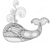 Printable whale zentangle adults coloring pages