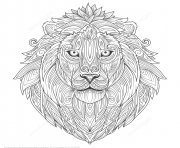 Printable lion ethnic zentangle adults coloring pages