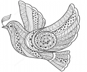 Printable zentangle dove of peace adults coloring pages