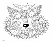 Printable wolf with tribal pattern adults coloring pages