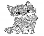 Printable cute cat adult zentangle coloring pages
