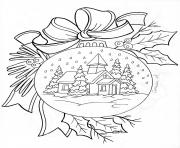 Printable christmas house snow adult coloring pages