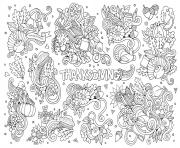 Printable adult thanksgiving doodle 2 by Olga Kostenko coloring pages