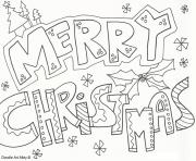Printable merry christmas doodle coloring pages