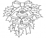 Printable christmas bells and holly coloring pages