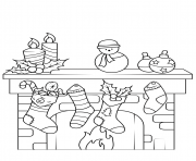 Printable christmas fireplace coloring pages