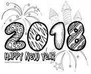 Printable happy new year 2018 doodle coloring pages