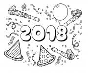 Printable 2018 happy new year coloring pages
