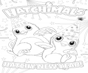Printable Hatchimals Happy New Year 2018 coloring pages