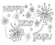 Printable happy new year fireworks coloring pages