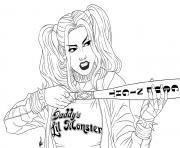 Printable Harley with bat Suicide Squad coloring pages