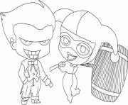 Printable Harley Quinn with Joker coloring pages