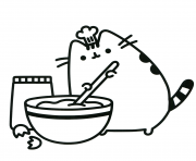 Printable pusheen cooking like a boss coloring pages