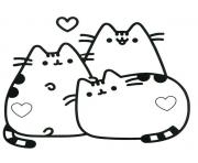 Printable Pusheen in Love Amour coloring pages