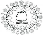 Printable Pusheen Summer Ete Plage coloring pages