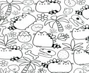 Printable Pusheen Therapy for Adults coloring pages