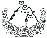 Printable Pusheen the Cat and his friend coloring pages